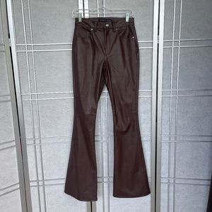 NWOT Veronica Beard Brown Faux Leather Beverly Skinny Flare Pants sz 26